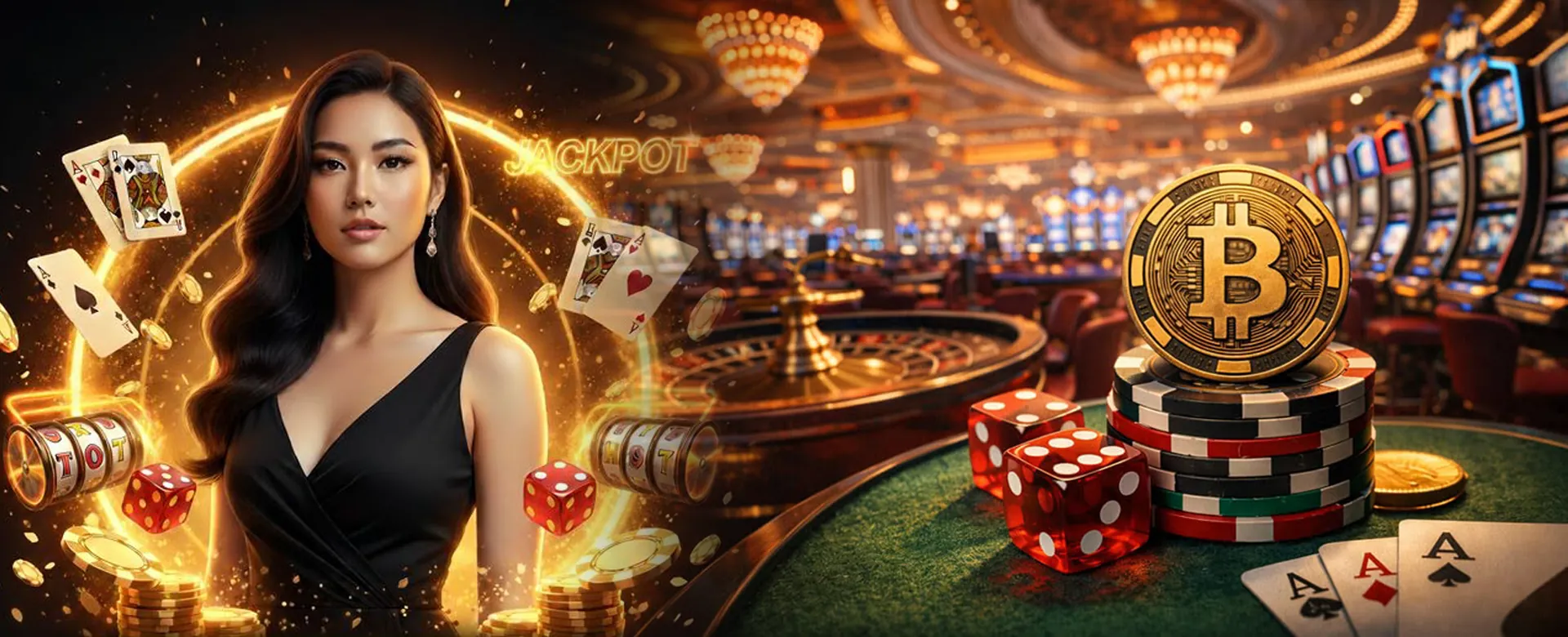 Dynamic online poker table with glowing chips and cards, reflecting the excitement of okjl gaming